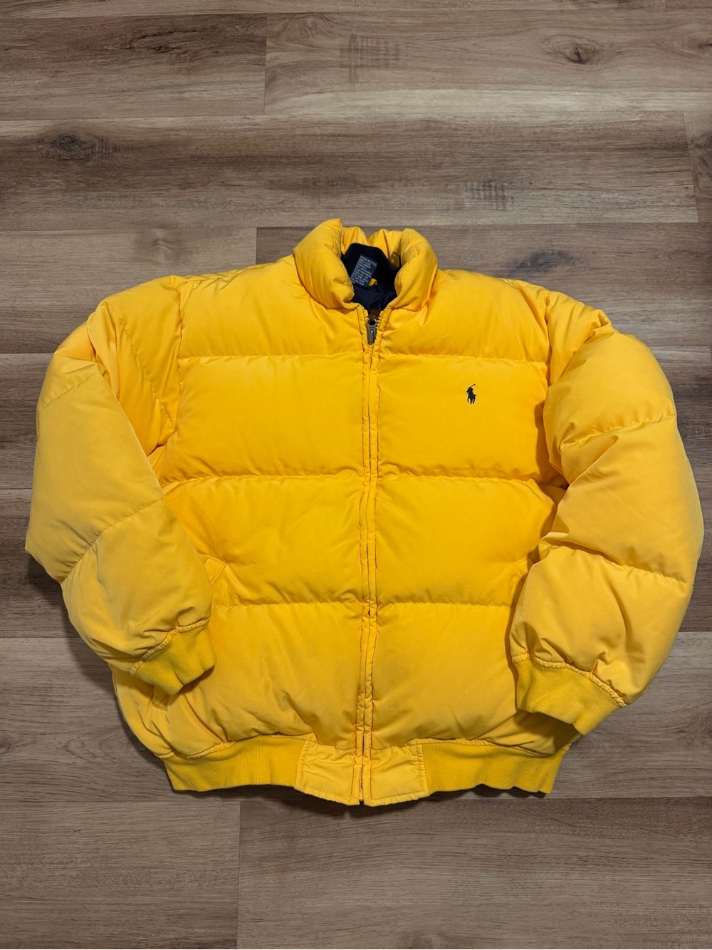 Vintage Polo Ralph Lauren Bubble Puffer Jacket Men’s Medium Yellow Nuptse Style